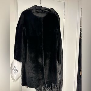 Pologeorgis Black Shearling Reversible Coat $2,900+ retail !